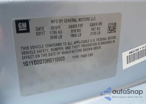 2017 Chevrolet Corvette Stingray from USA, damaged, VIN 1G1YD2D70H5118003